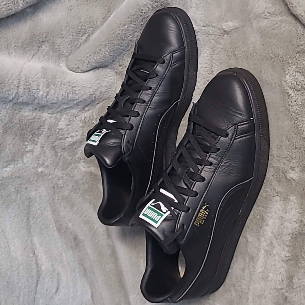 Puma Black Leather Basket Sneakers Mens Size 12 - Picture 8 of 8